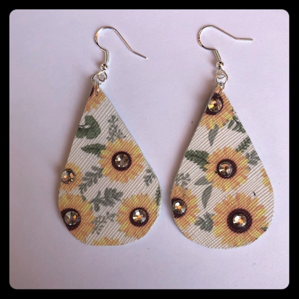 Sunflower Faux Leather Earrings